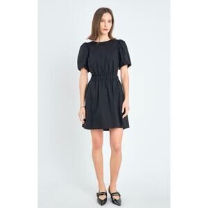 Anthropologie English Factory Woman Black CUT-OUT POPLIN MINI DRESS, Siz…